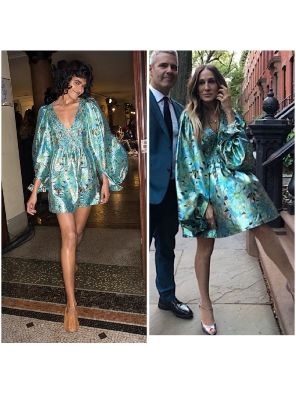 Like new STELLA MCCARTNEY Floral Print Metallic Dress $2,837 38